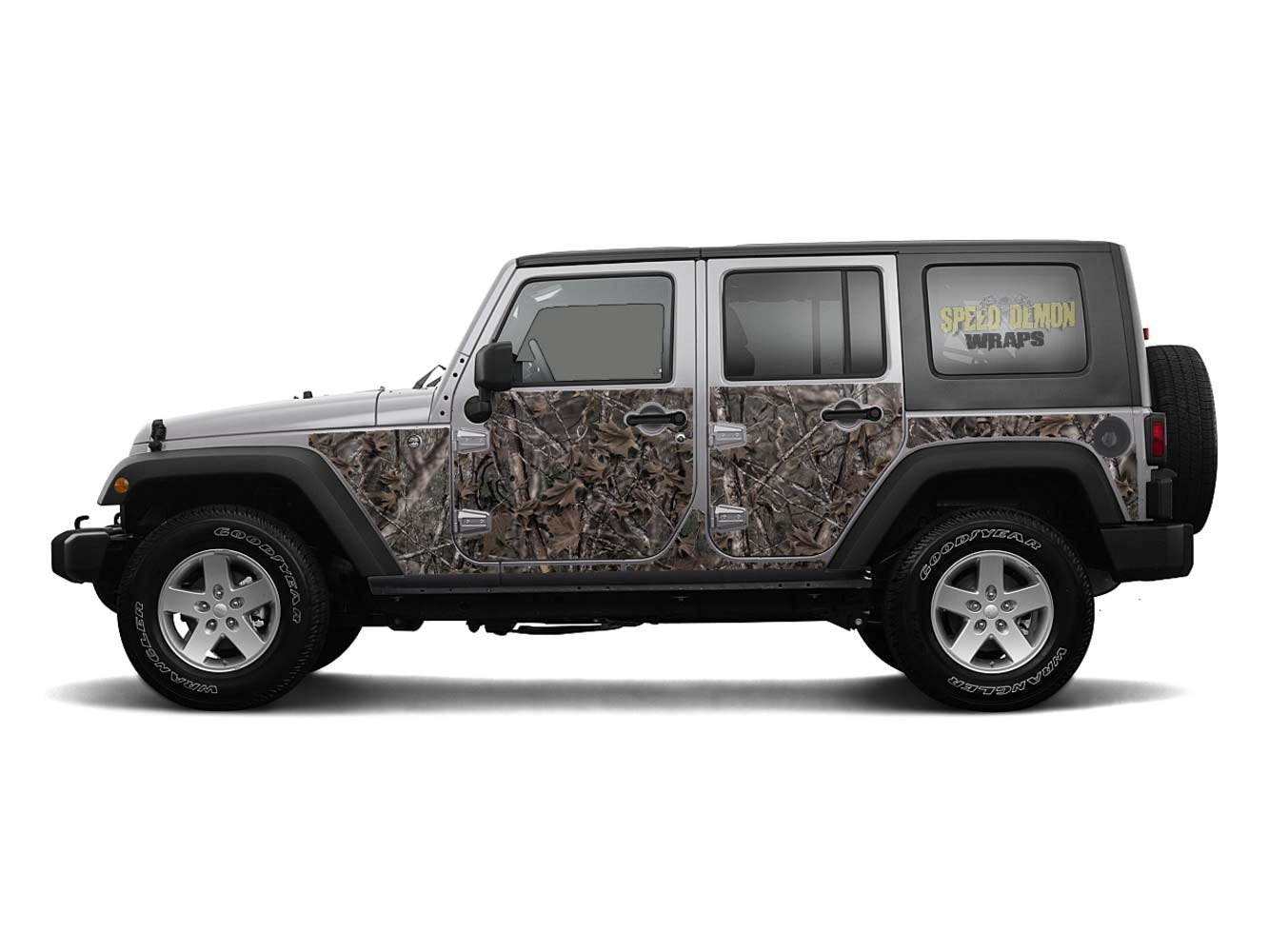 Pre-cut Jeep Wrangler Wrap Woodland Ghost Camo