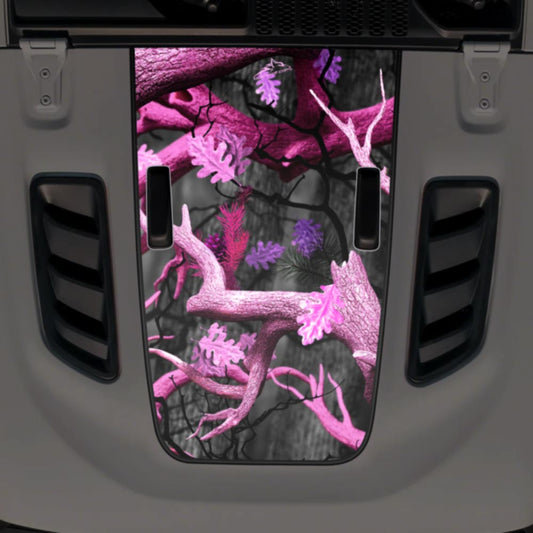 Jeep JL Wrangler Rubicon Hood Decal Fits 2018-2025 Pink Obliteration Camo