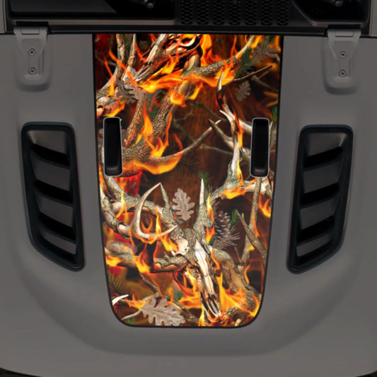 Jeep JL Wrangler Rubicon  Hood Decal Fits 2018-2024 Buck Blaze Camo