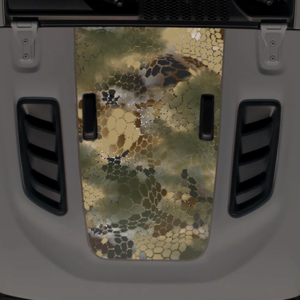 Jeep JL Wrangler Rubicon Hood Decal Fits 2018-2025 Chameleon Camo (Choose Your Color)