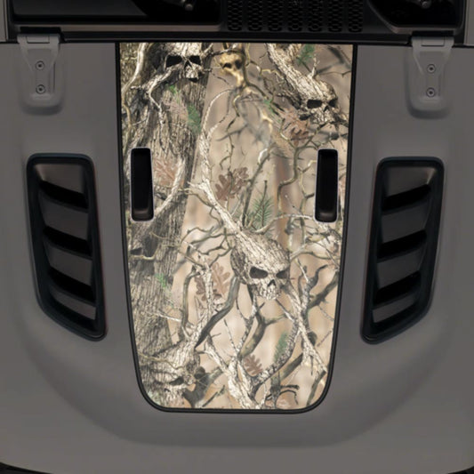 Jeep JL Wrangler Rubicon Hood Decal Fits 2018-2025 Skull Camo