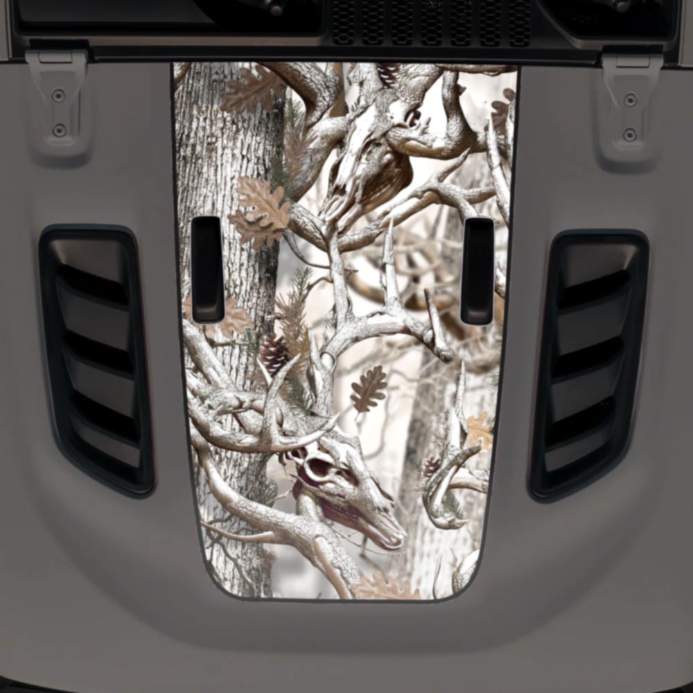 Jeep JL Wrangler Rubicon Hood Decal Fits 2018-2025 Snow Buck Camo