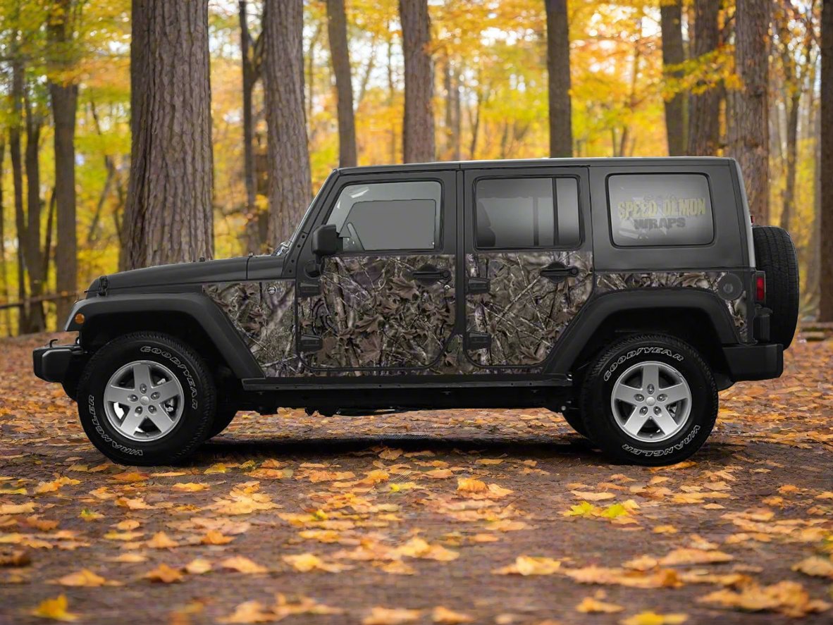 Pre-cut Jeep Wrangler Wrap Woodland Ghost Camouflage 