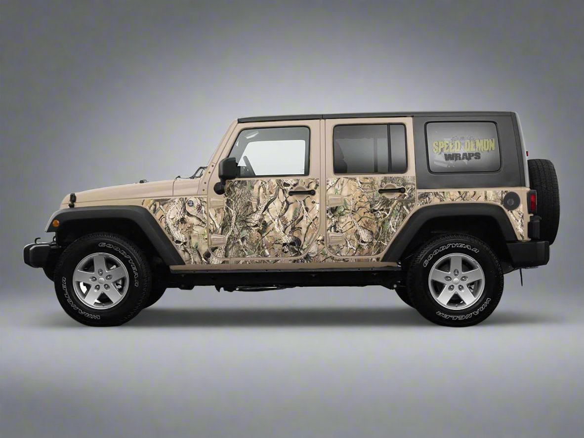 Pre-cut Jeep Wrangler Wrap Kit - Obliteration Skull Camouflage - Fits Jk 2007-2017 - Lt/Rt Side 