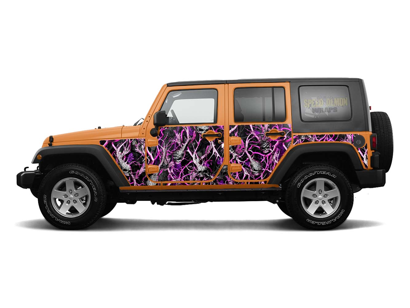 Pre-cut Jeep Wrangler Wrap Kit - Obliteration Skull Camouflage - Fits Jk 2007-2017 - Lt/Rt Side