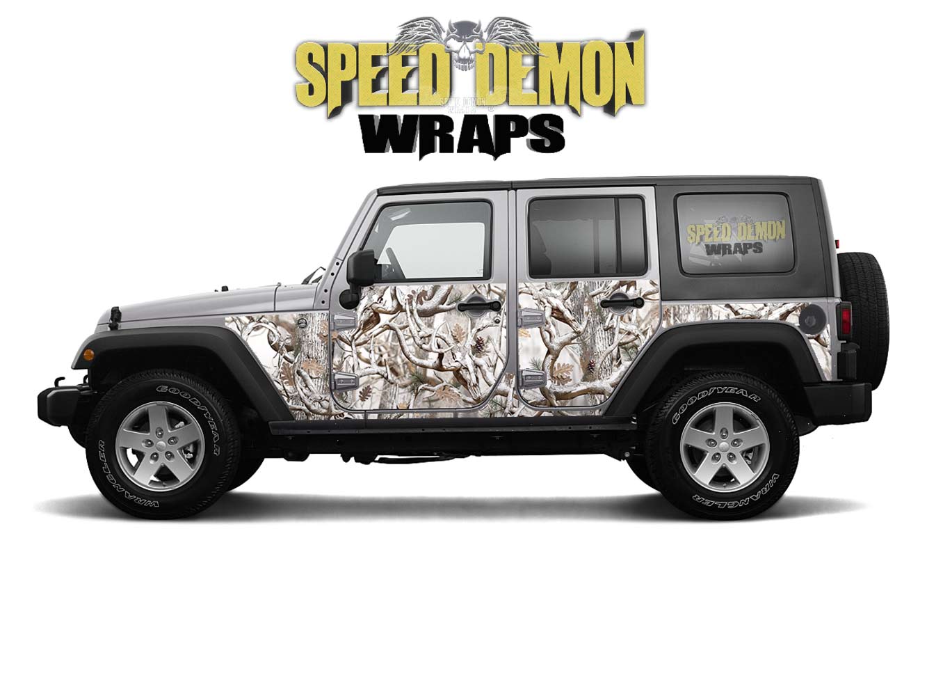 Pre-cut Jeep Wrangler Wrap Kit - Snow Buck Camouflage - Fits Jk 2007-2017 - Lt/Rt Side 