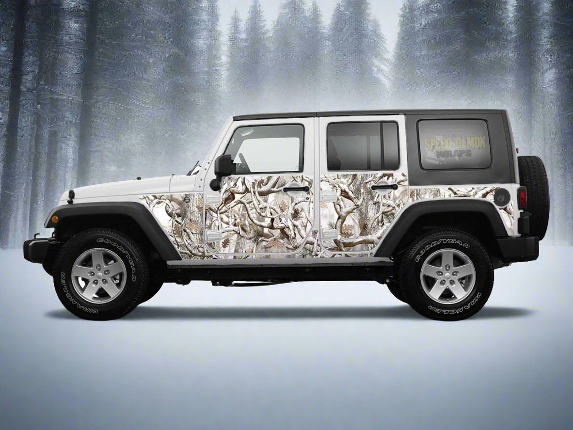 Pre-cut Jeep Wrangler Wrap Kit - Snow Buck Camouflage - Fits Jk 2007-2017