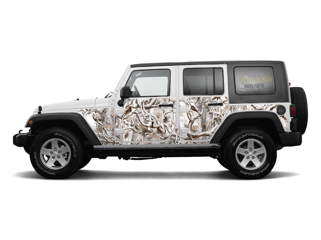 Pre-cut Jeep Wrangler Wrap Kit - Snow Buck Camouflage - Fits Jk 2007-2017 - Lt/Rt Side 