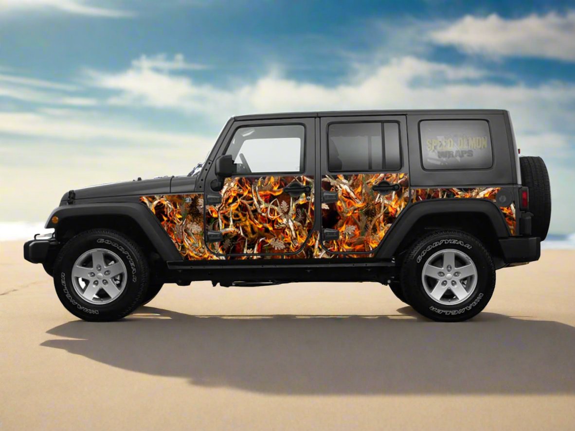 Pre-Cut Jeep Wrangler Wrap Kit - Blaze Buck Camouflage - Fits Jk 2007-2017  