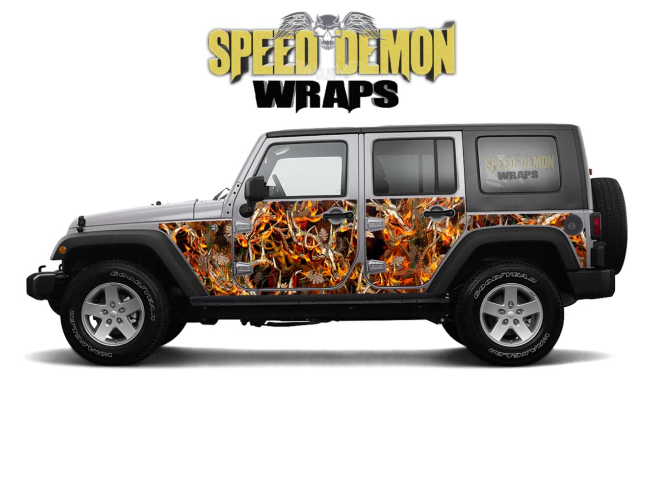 Pre-Cut Jeep Wrangler Wrap Kit - Blaze Buck Camouflage - Fits Jk 2007-2017 - Lt/Rt Side