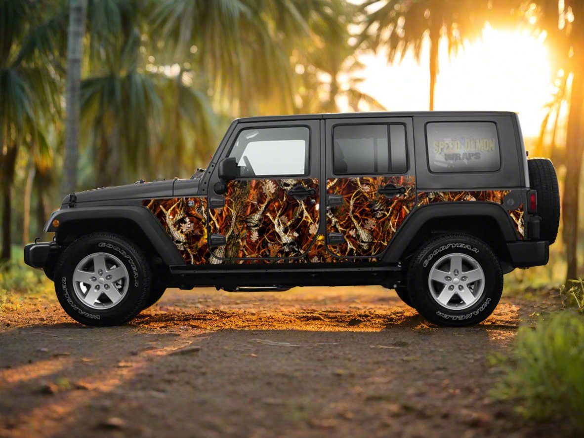 Pre-Cut Jeep Wrangler Wrap Kit - Blaze Camo