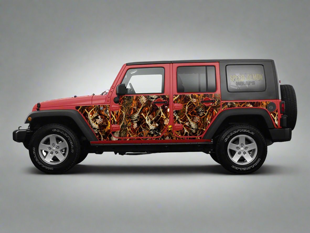 Pre-Cut Jeep Wrangler Wrap Kit - Blaze Skull Camouflage 