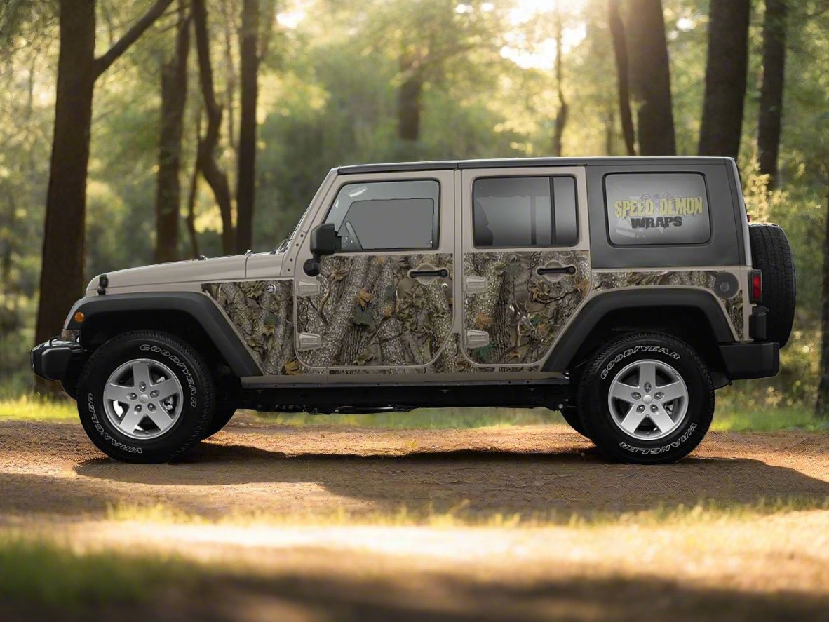 Pre-cut Jeep Wrangler Wrap Forest Camouflage 