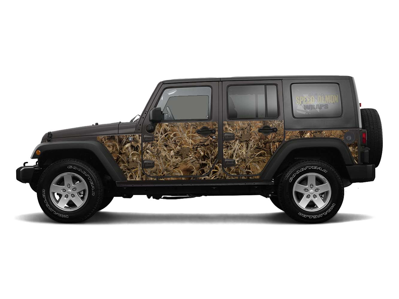 Pre-cut Jeep Wrangler Wrap Kit - Grassland Camouflage - Fits Jk 2007-2017 - Lt/Rt Side