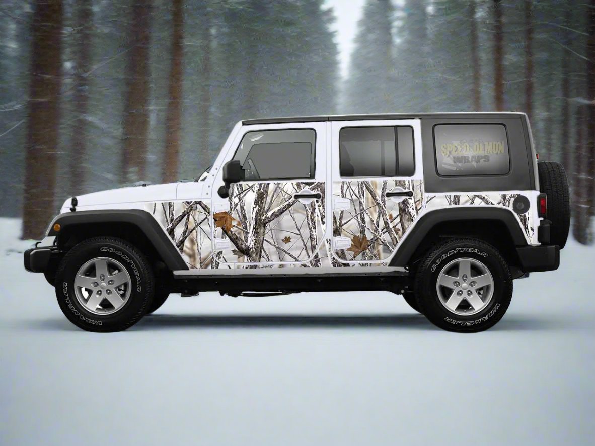 Pre-cut Jeep Wrangler Wrap Snowstorm Camouflage 