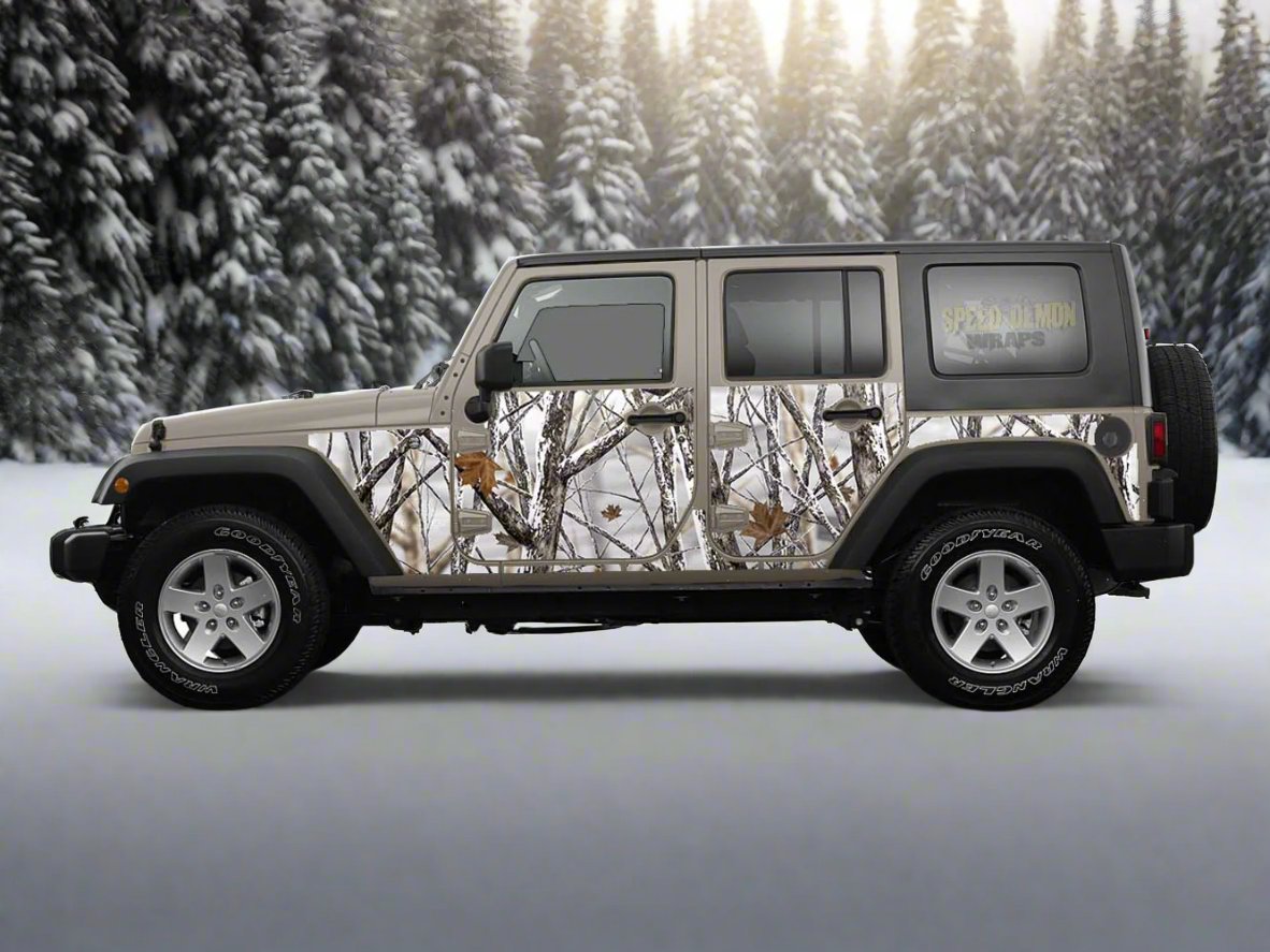 Pre-cut Jeep Wrangler Wrap Snow Camo 