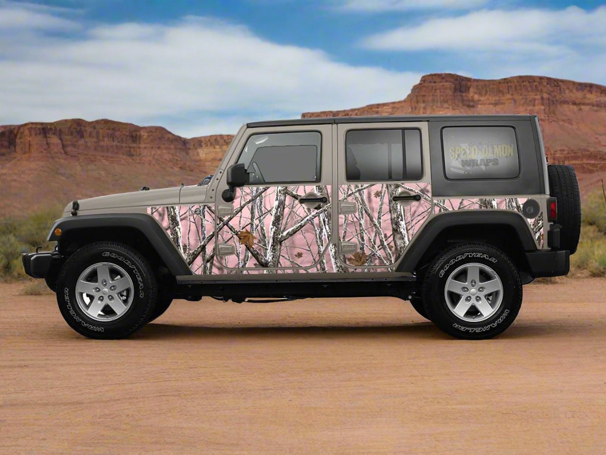 Pre-cut Jeep Wrangler Wrap Kit - Pink Snowstorm Camo  - Fits Jk 2007-2017 