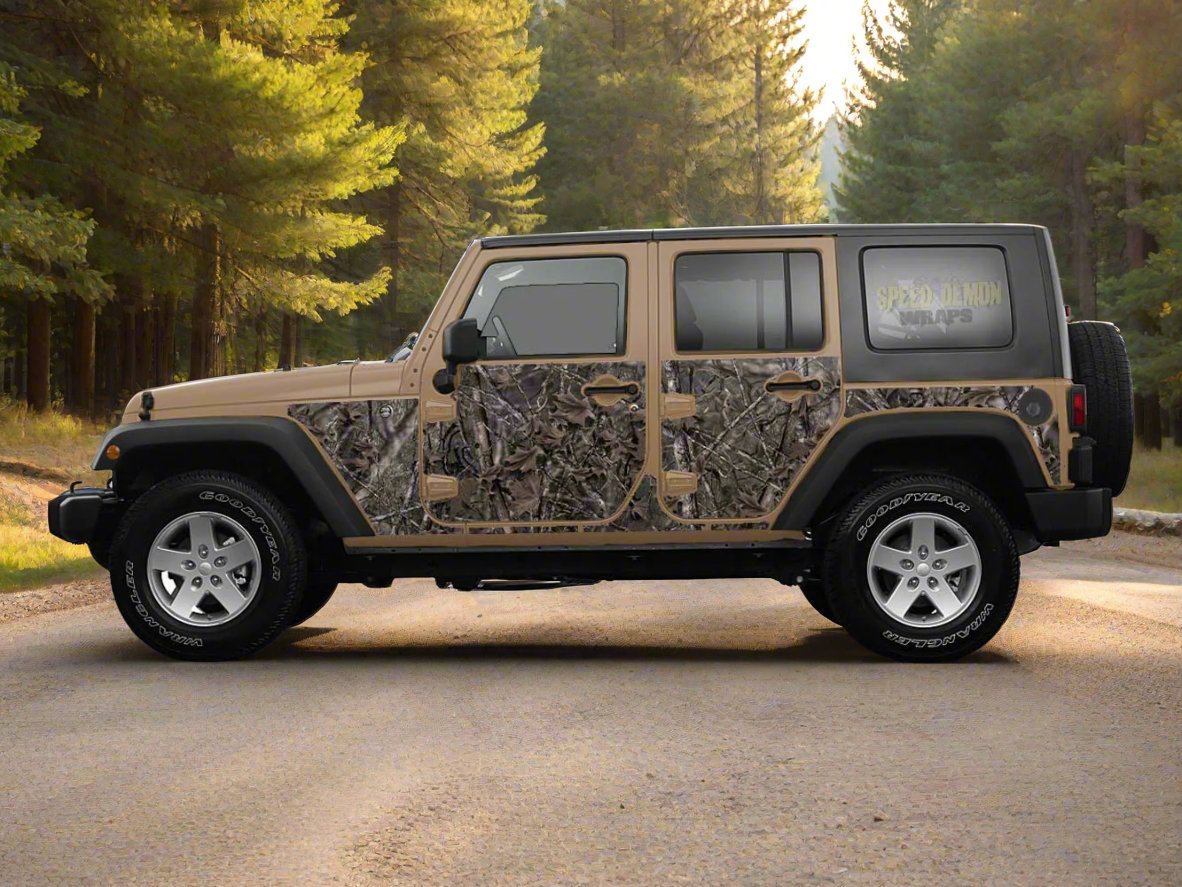 Pre-cut Jeep Wrangler Wrap Woodland Ghost Camouflage 