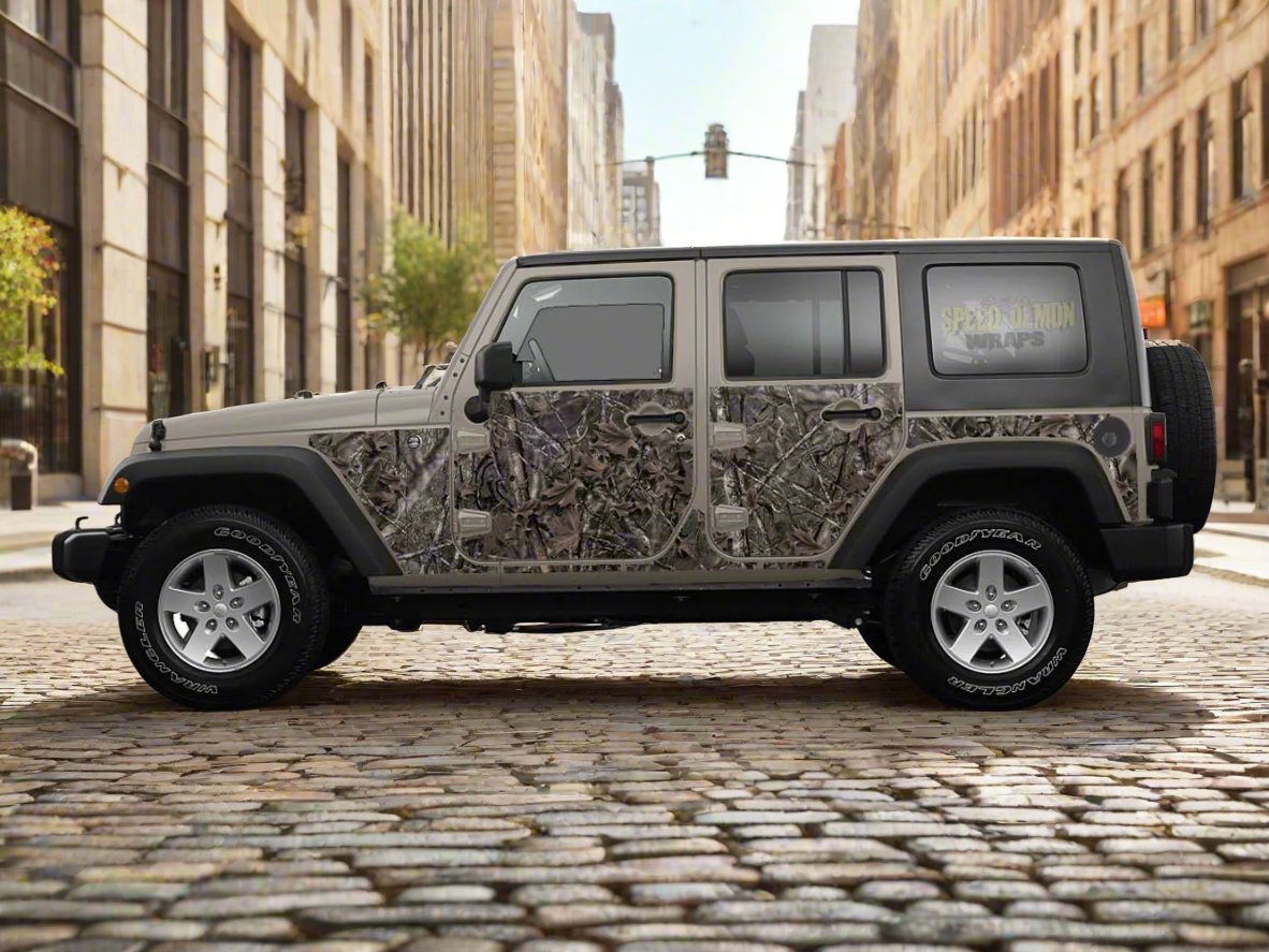 Pre-cut Jeep Wrangler Wrap Woodland Ghost Camouflage 