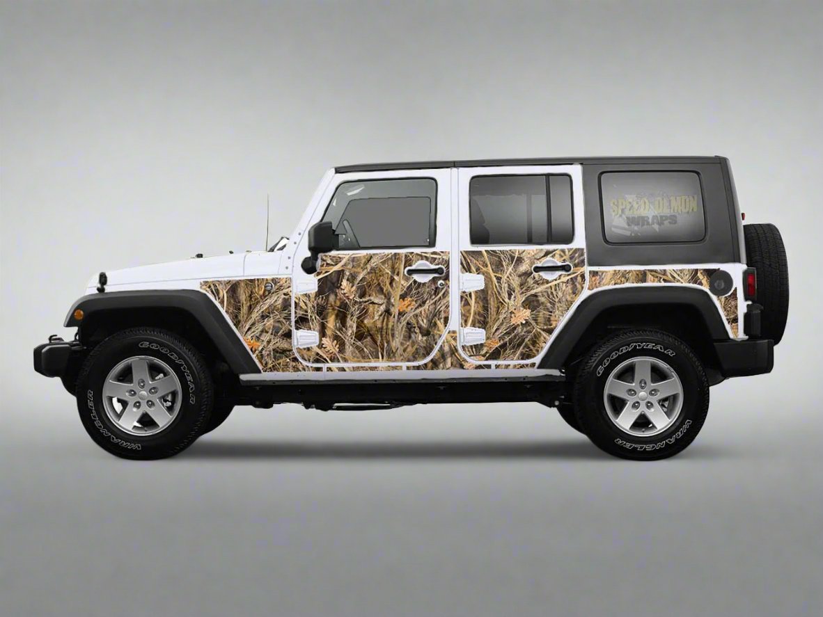 Pre-cut Jeep Wrangler Wrap Woodland Ghost Camo e 