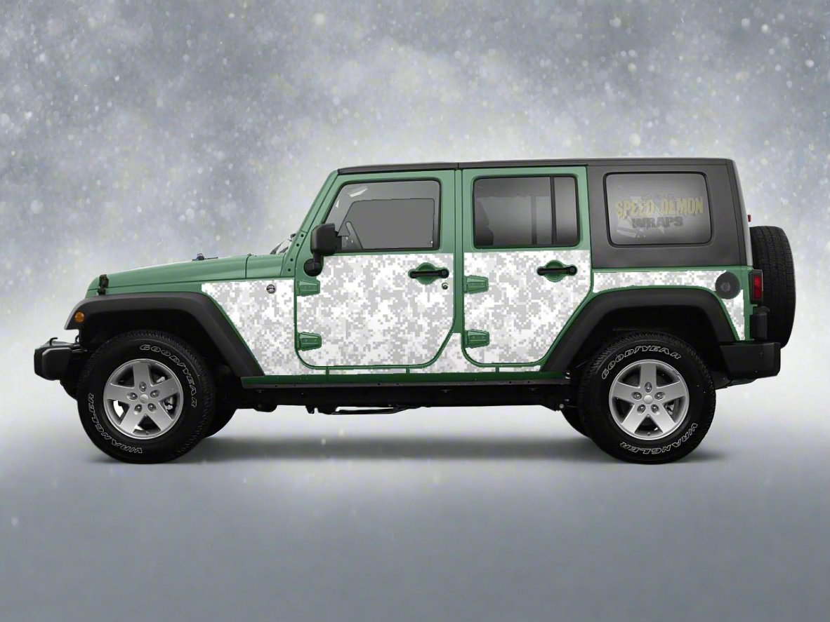 Pre-cut Jeep Wrangler Camo Wrap Snow Digital 