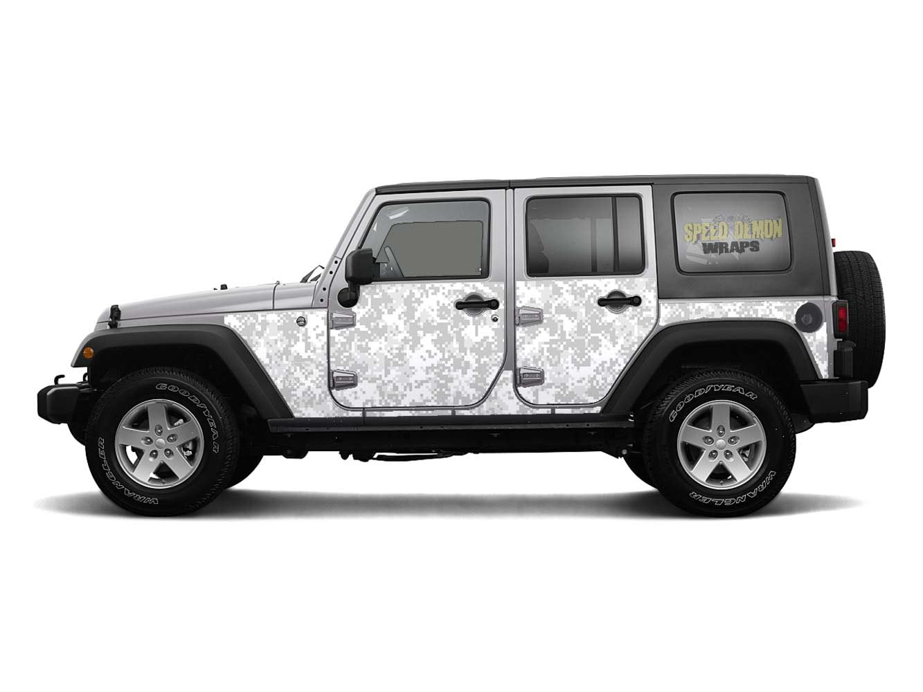 Pre-cut Jeep Wrangler Camo Wrap Snow Digital Camouflage