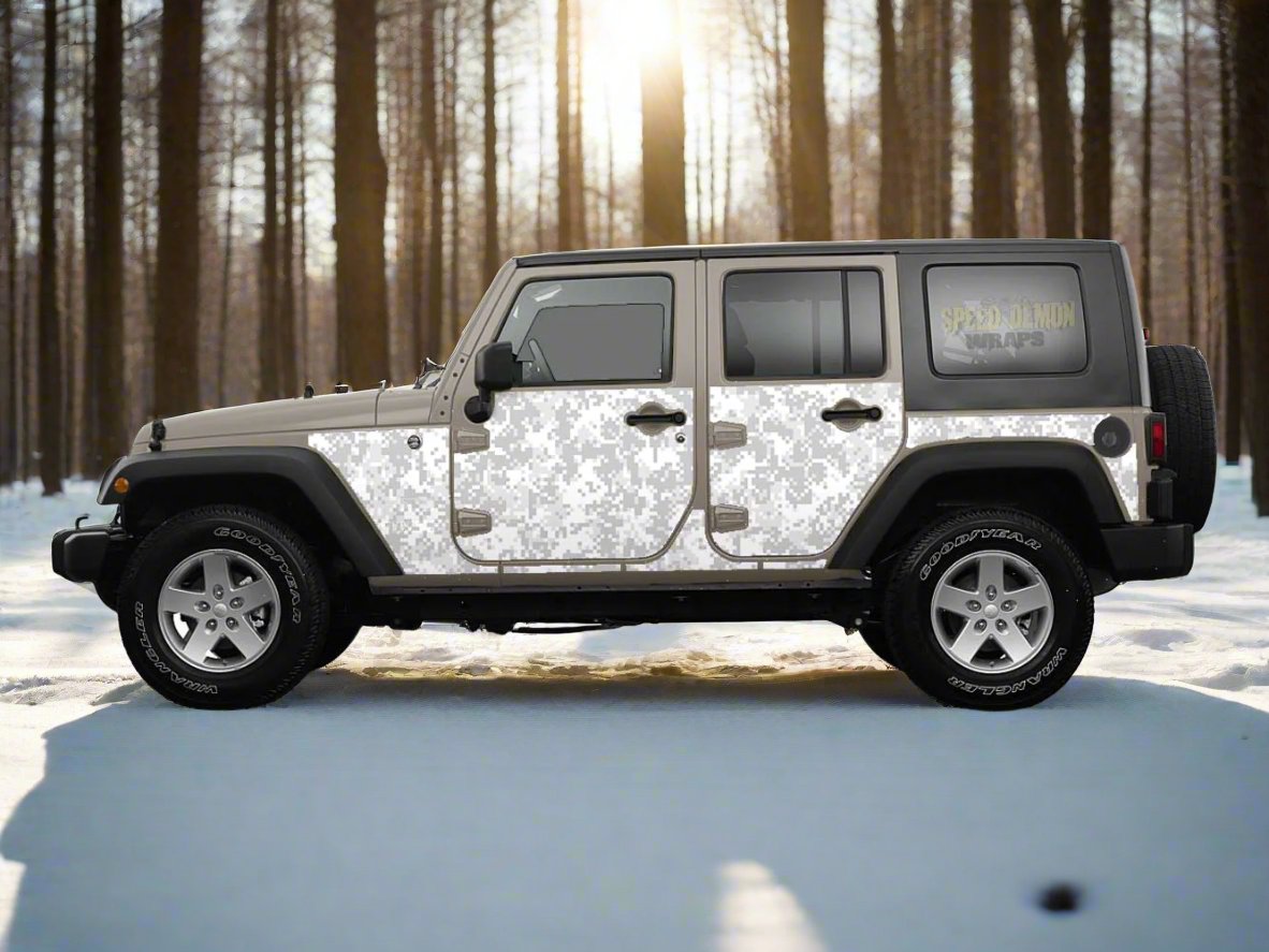 Pre-cut Jeep Wrangler Wrap Snow Digital Camo