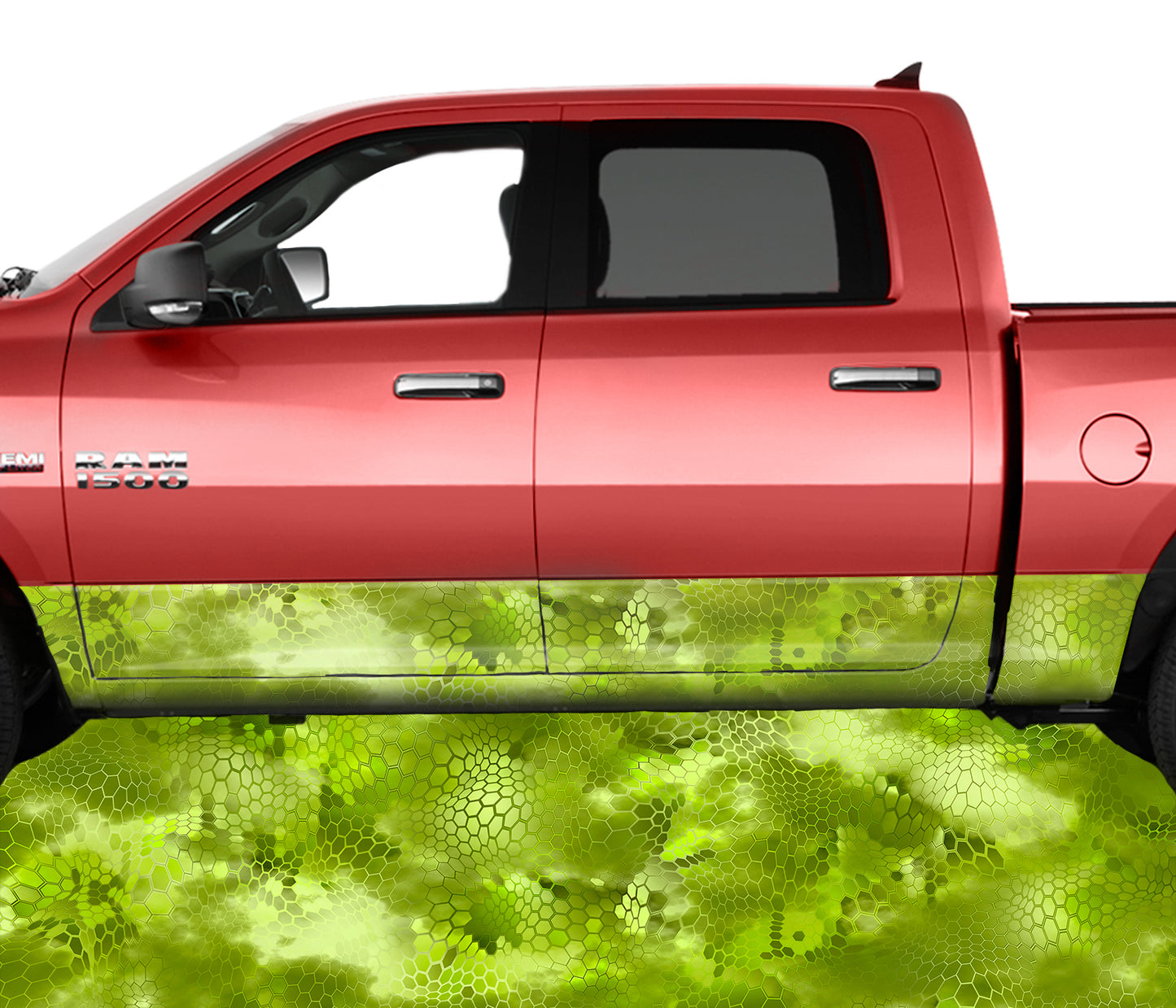 Chameleon Camo 3 Green Rocker Panel Wrap Graphic Decal Wrap Truck Kit