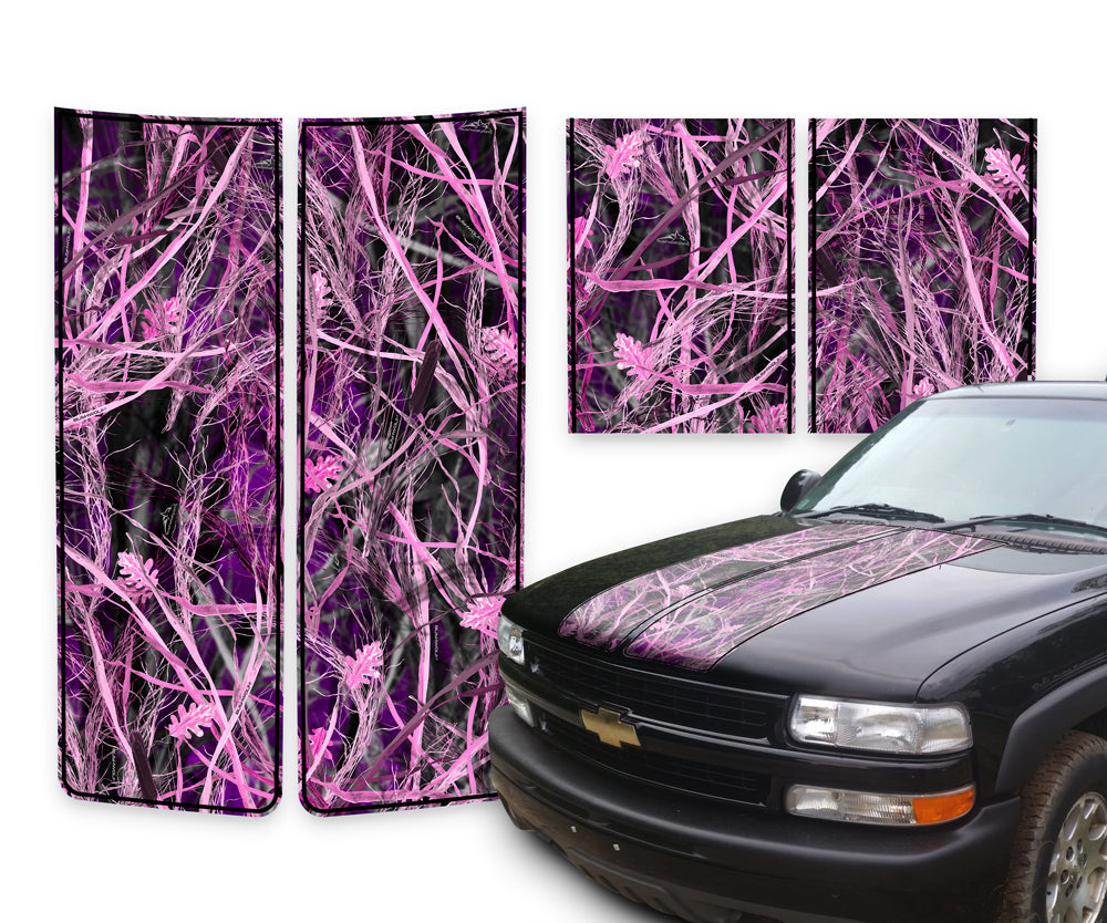 Chevy Silverado Racing Stripes Tallgrass Pink - Black Pinstripe 1999-2002