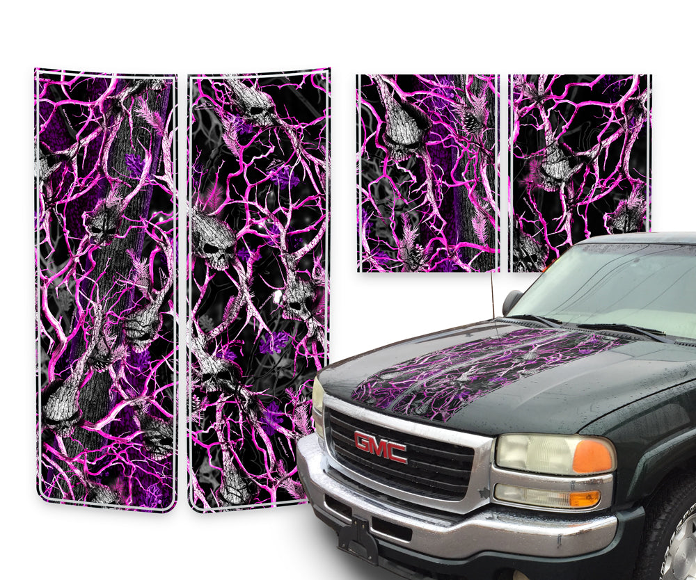 GMC Sierra Racing Stripes Skulls Pink - 2000-2006